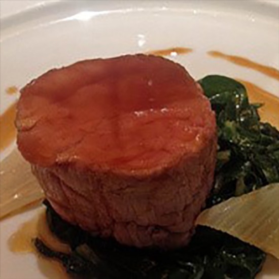 Veal fillet of limousin Green and white frozen chard Recipe by Laurent André