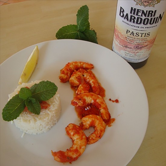  Saganaki shrimp with pastis Henri Bardouin by Marc Bastide