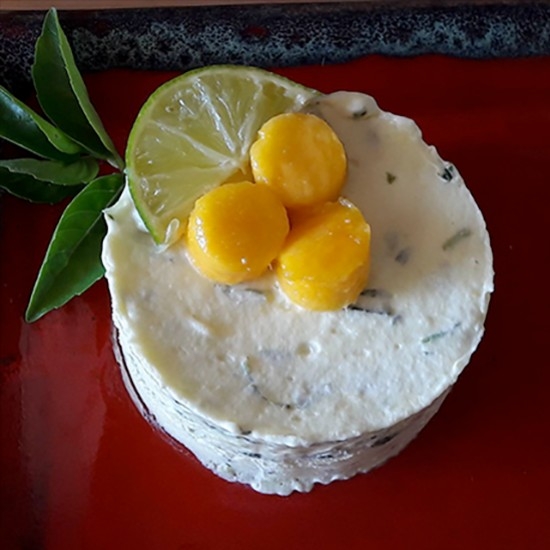 Parfait iced with lemon, basil and RinQuinQuin, inspired by Christophe Felder
