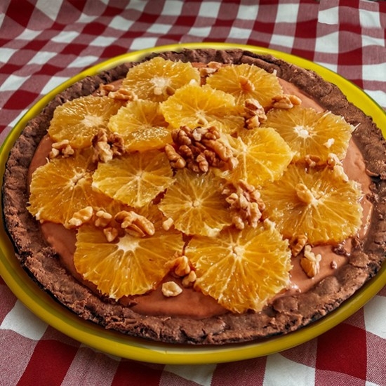 Chocolate and walnut pie with Rinquinquin