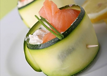 Maki zucchini-salmon-radish with its glass of RinQuinQuin