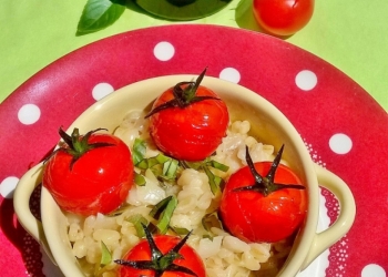 Goat wheat risotto, pastis and cherry tomatoes roasted Balsamic By Magali